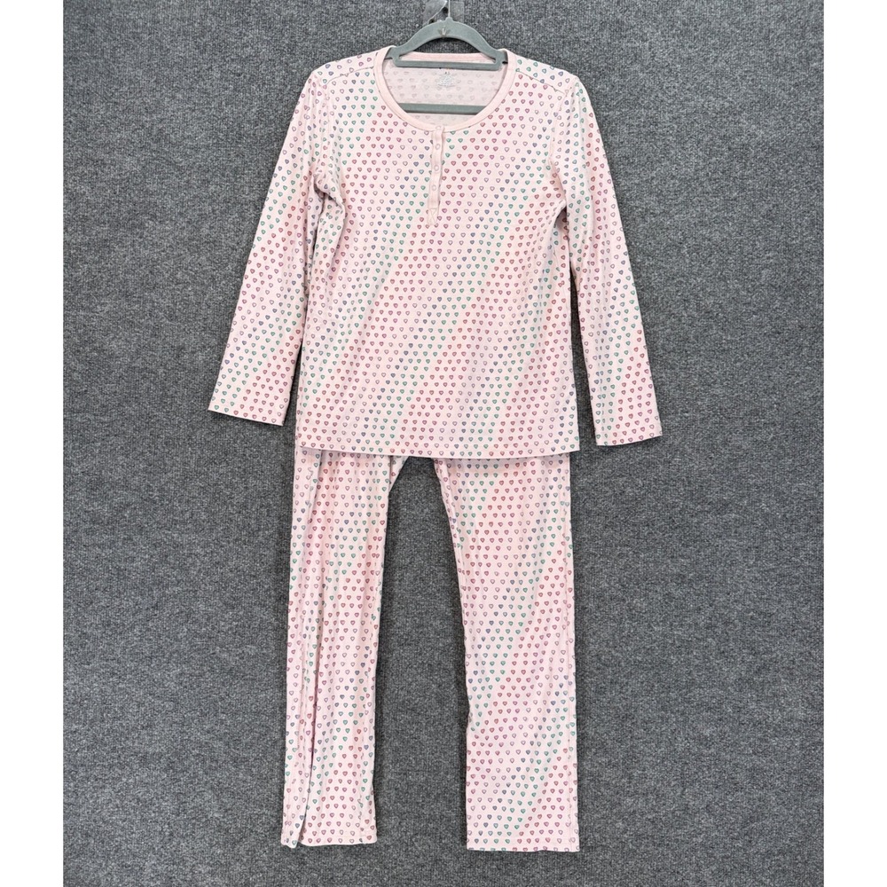 Roller Rabbit Pajama Set Womens XS Pink Heart Print Pima Cotton Sleep Lounge